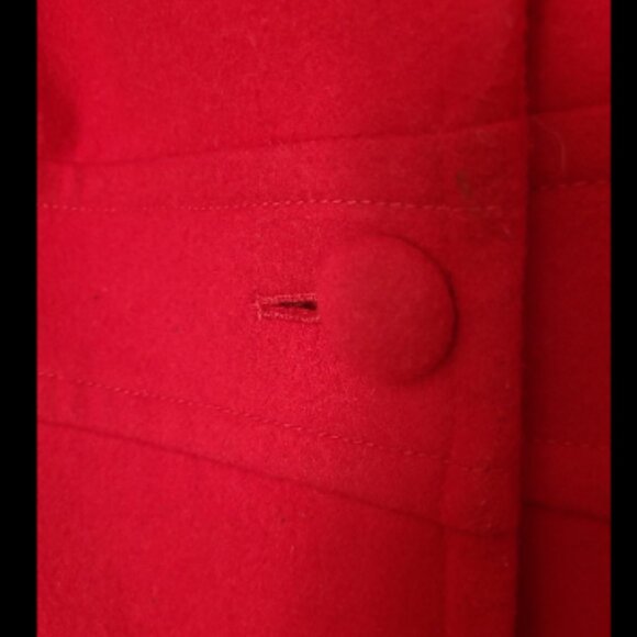 J. Crew Classic Red Wool Blend Coat with Fabric Covered Buttons and Pockets - Picture 4 of 12